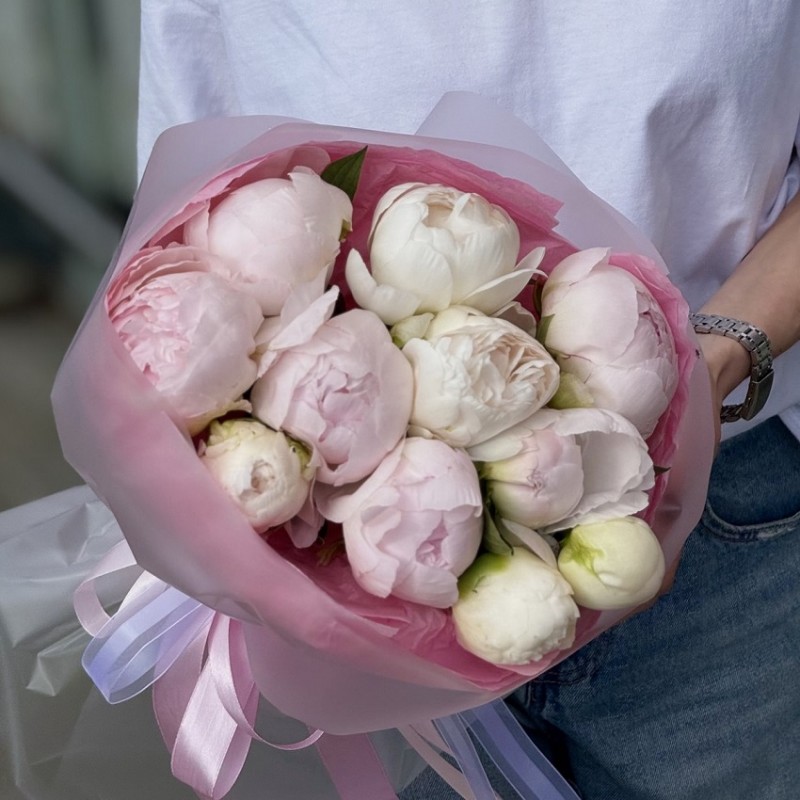 Букет из пионов "Малиновый закат"