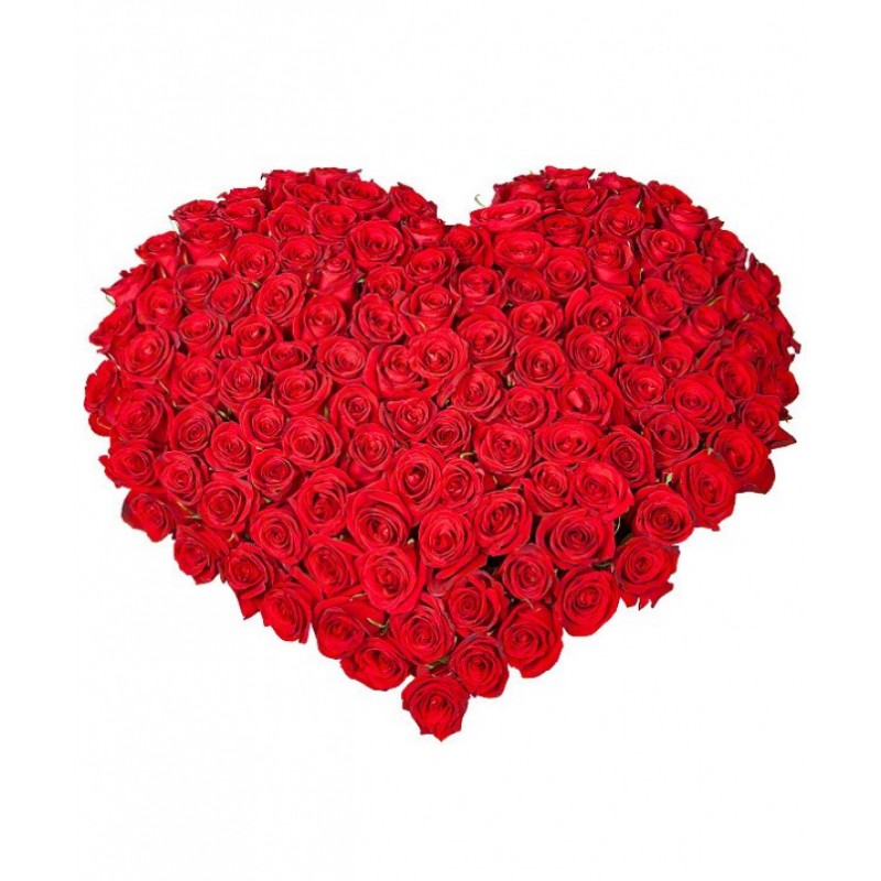 Композиция в виде сердца из красных роз "Горячее сердце"