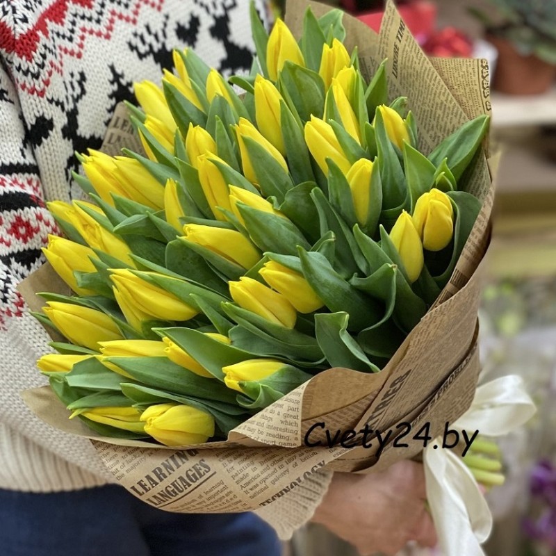 Букет из желтых тюльпанов "Нежный трепет"